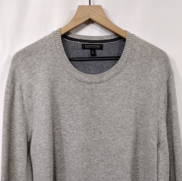 Banana Republic Merino Wool Two Tone Sweater Mens XL Gray Retro 90s Y2K Casual - Picture 2 of 8